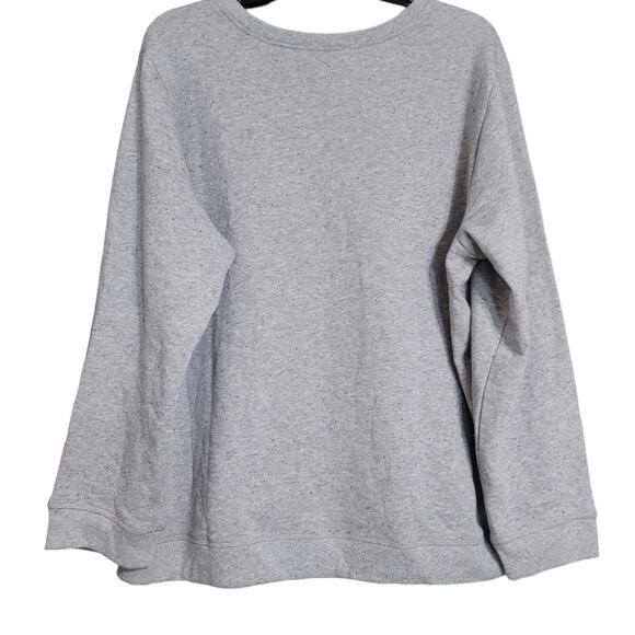 Karen Scott Sport Grey Black Cozy Fleece Crewneck Sweatshirt 0X - Picture 2 of 9